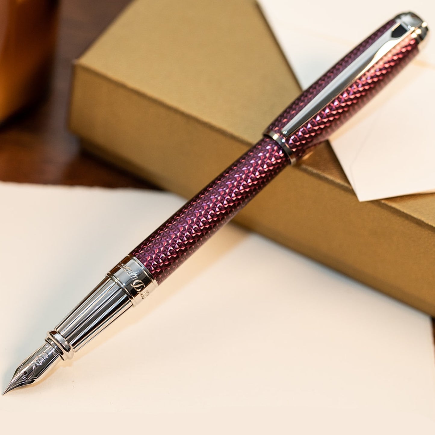 S.T. Dupont Line D Large Firehead Guilloché Amethyst