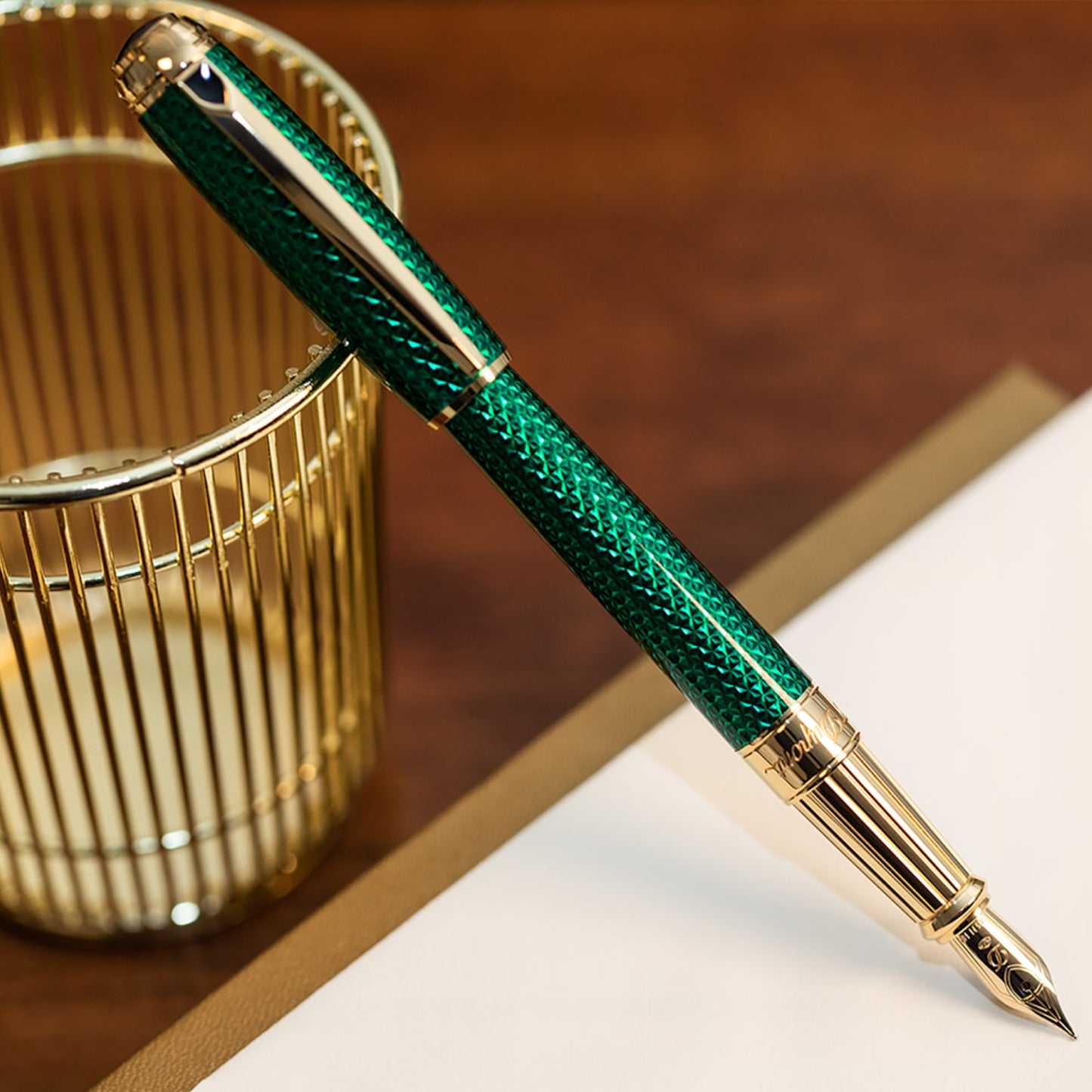 S.T. Dupont Line D Large Firehead Guilloché Emerald