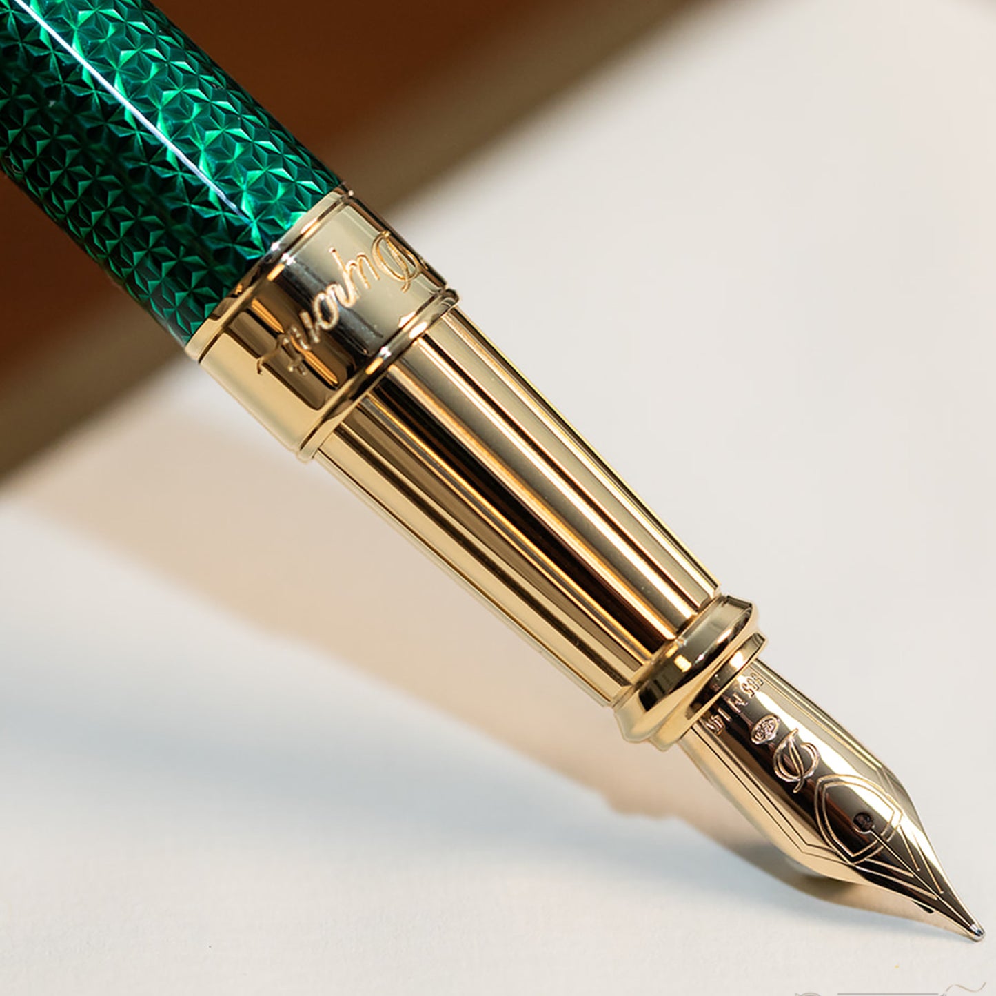 S.T. Dupont Line D Large Firehead Guilloché Emerald