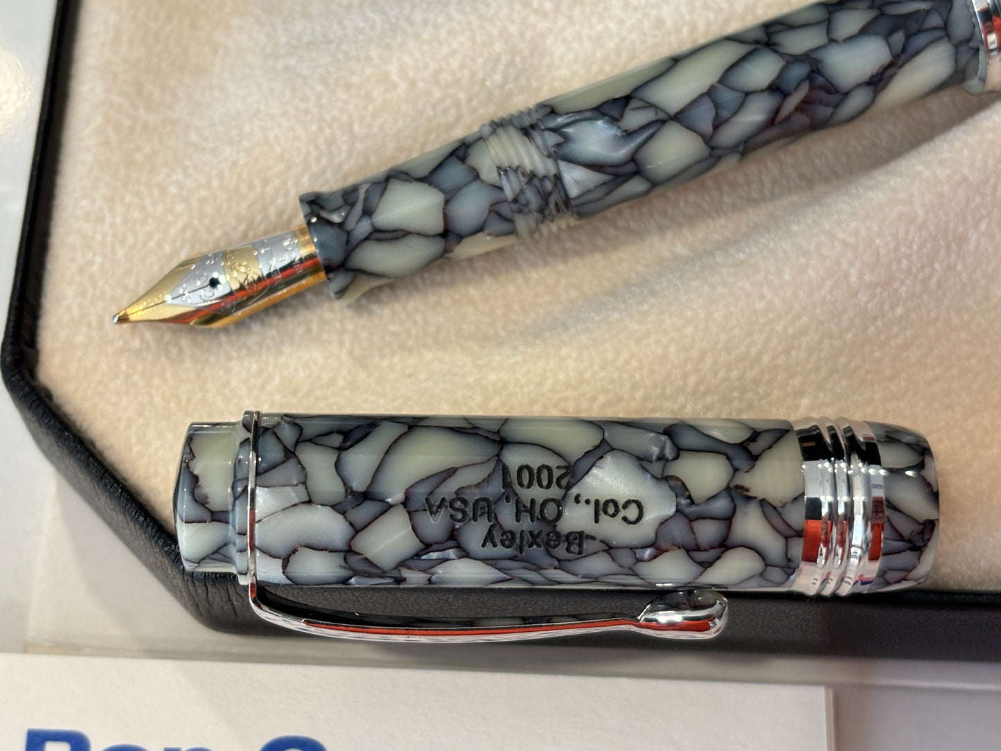 Bexley Sleeve Filler Cracked Ice Rhodium Trim (Circa 2003) - Fountain Pen