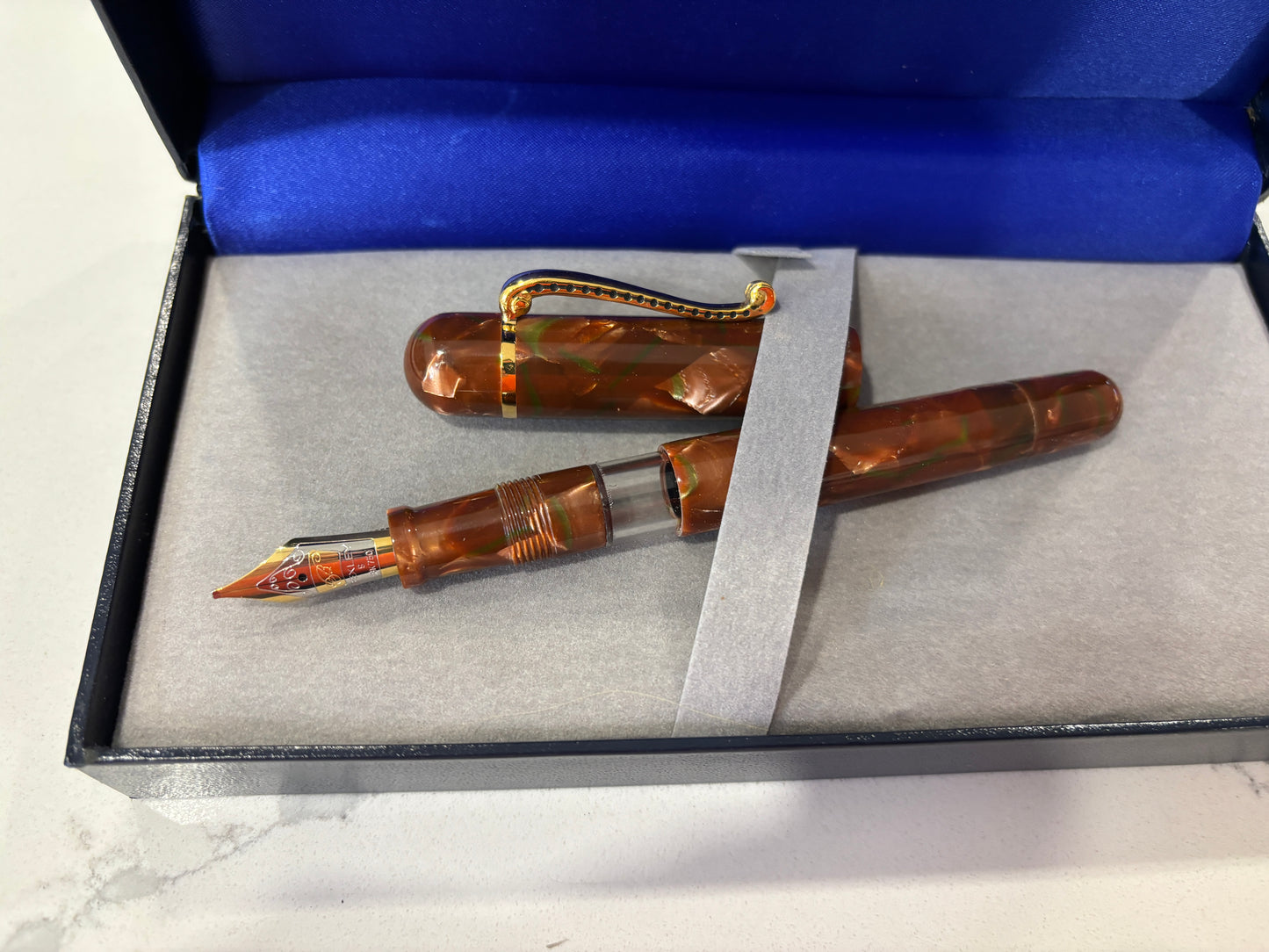 Bexley Custom Terra Cotta True Celluloid Gold Trim (Circa 2006) - Fountain Pen