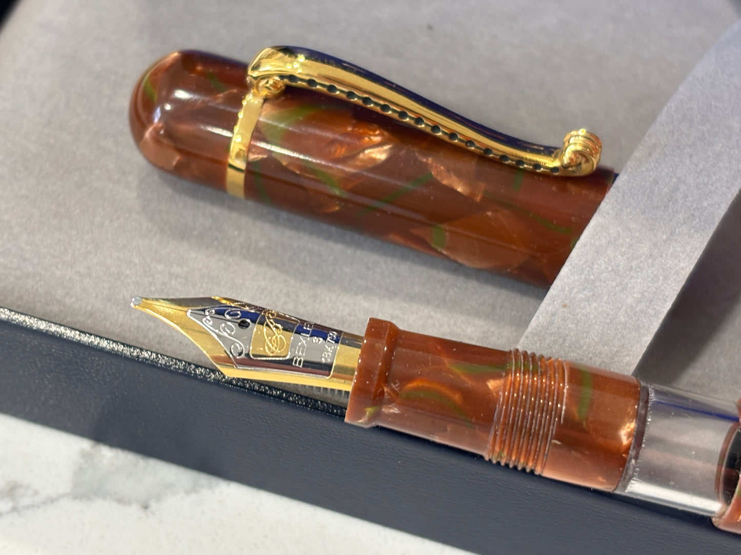 Bexley Custom Terra Cotta True Celluloid Gold Trim (Circa 2006) - Fountain Pen