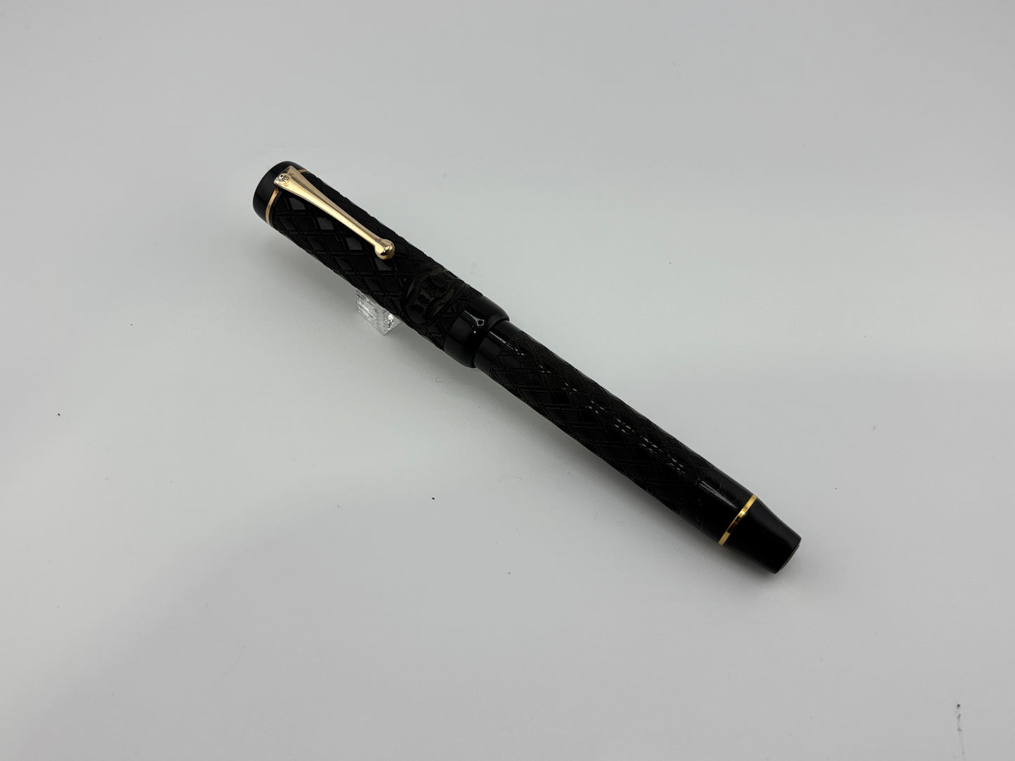 Bexley Ebonite Black Chased Crossed Lines 5th Anniversary (Circa 1998) - Fountain Pen