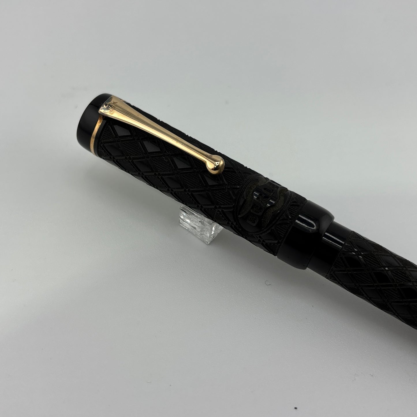 Bexley Ebonite Black Chased Crossed Lines 5th Anniversary (Circa 1998) - Fountain Pen