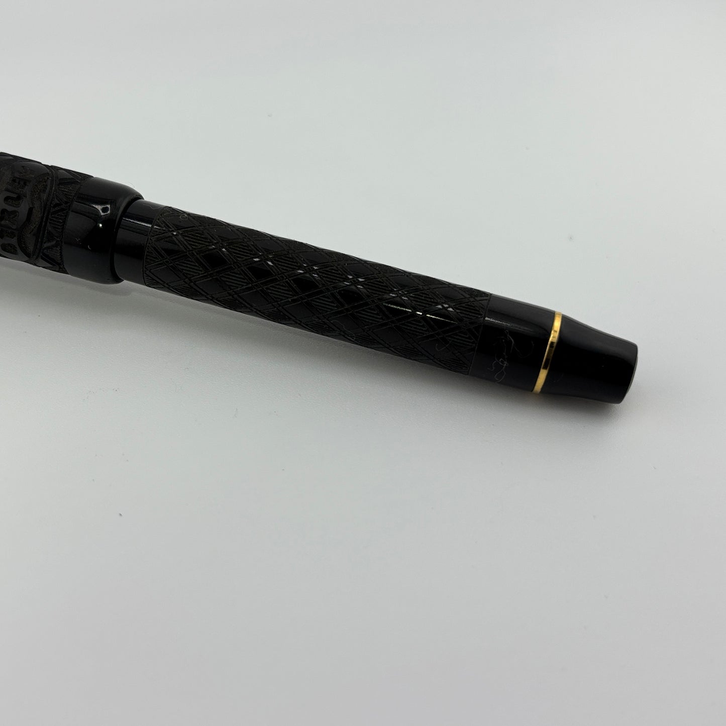 Bexley Ebonite Black Chased Crossed Lines 5th Anniversary (Circa 1998) - Fountain Pen