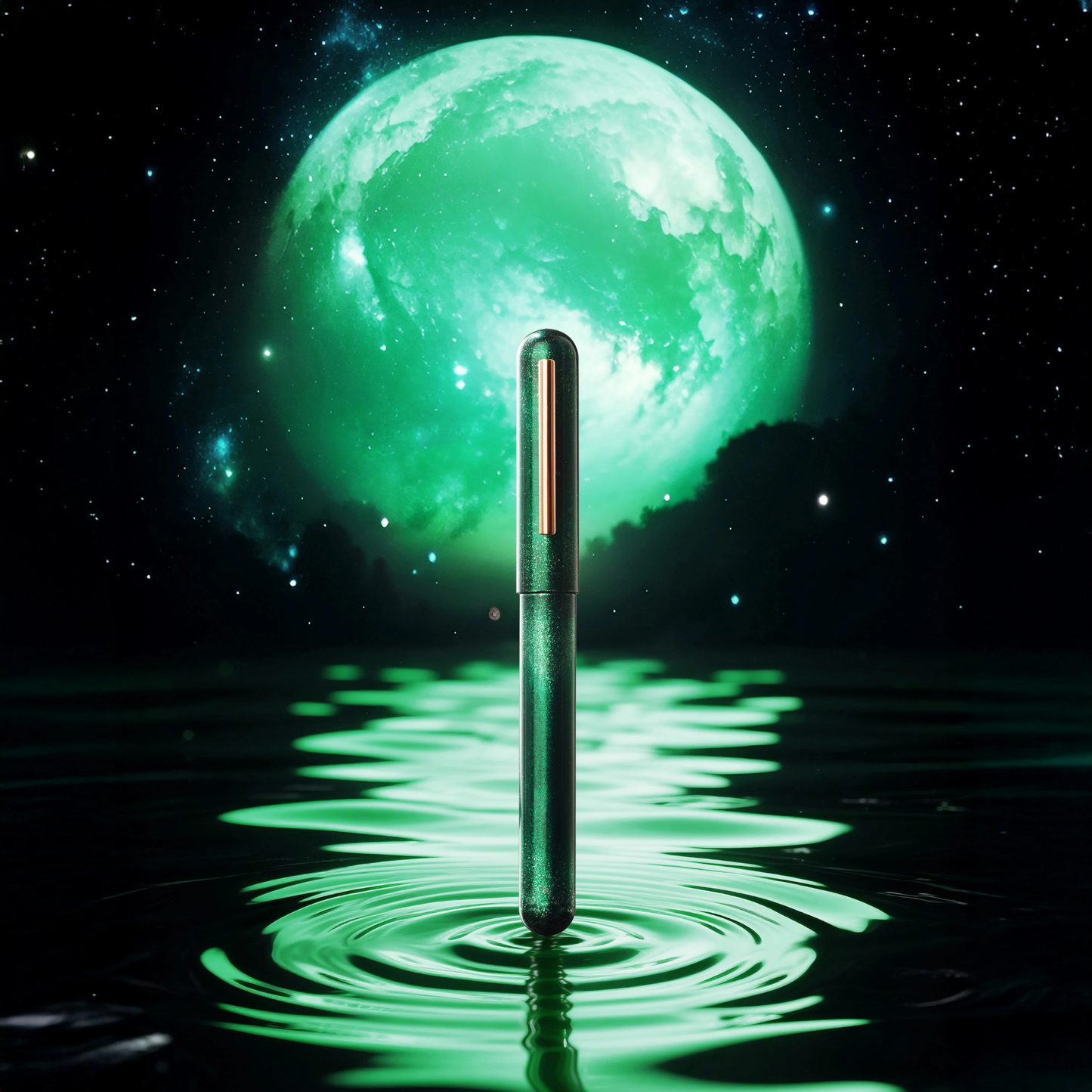 Ikkaku by Nahvalur Green Moon Urushi Fountain Pen Collection