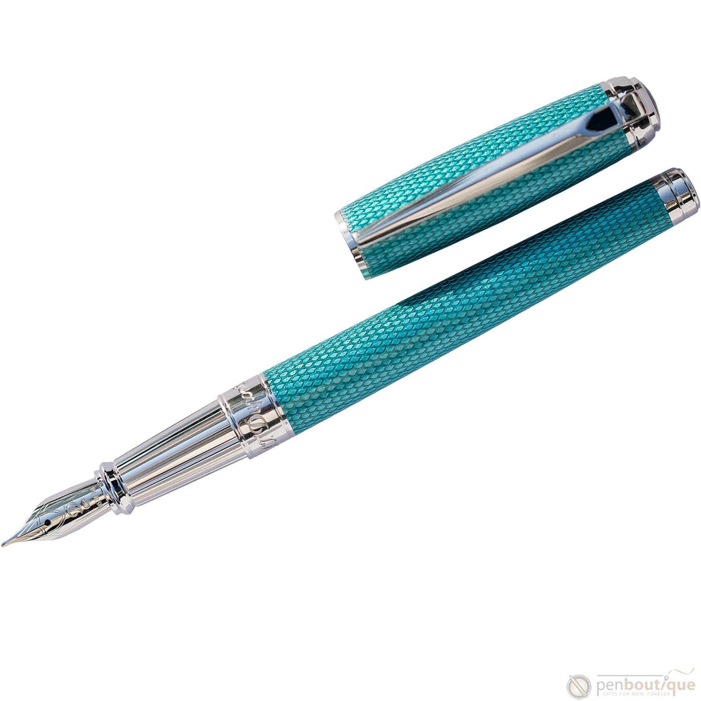 S.T. Dupont Line D Large Diamond Guilloché Aquamarine
