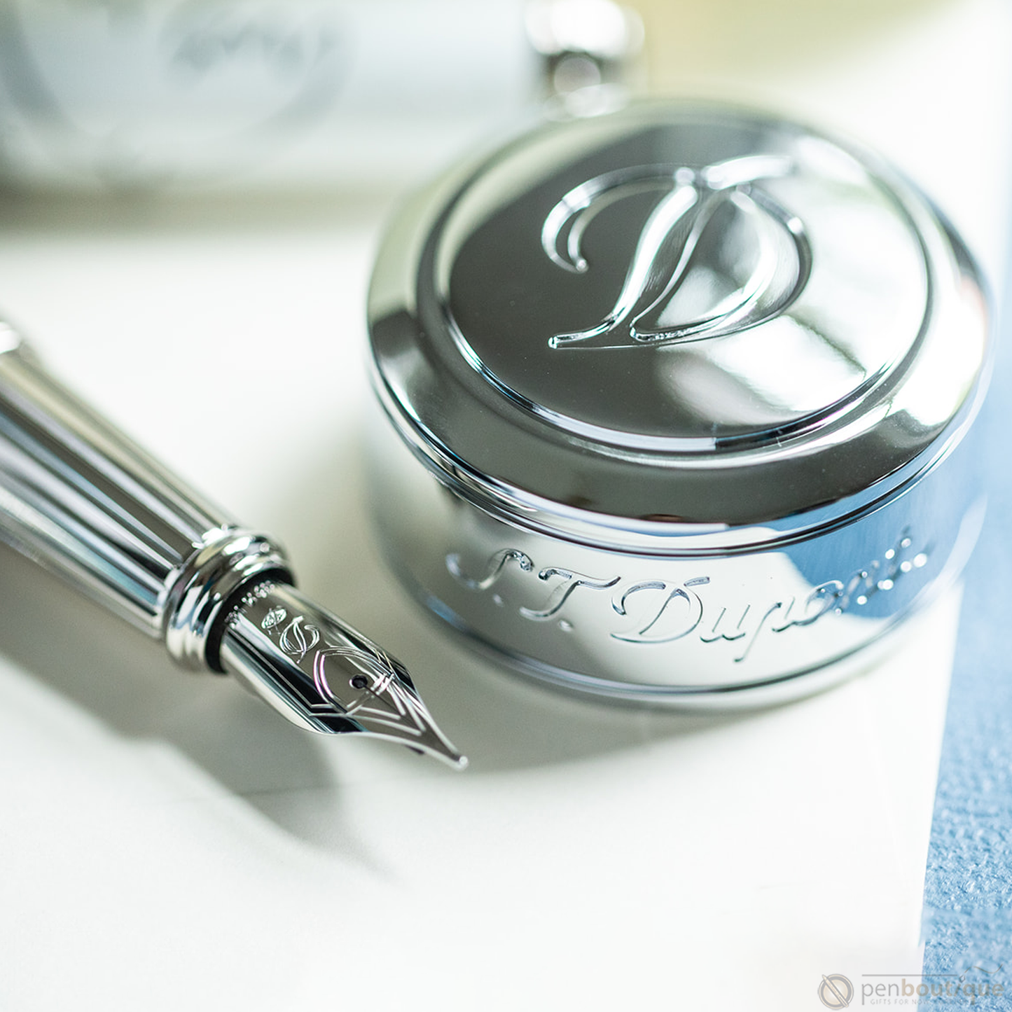 S.T. Dupont Line D Large Diamond Guilloché Aquamarine
