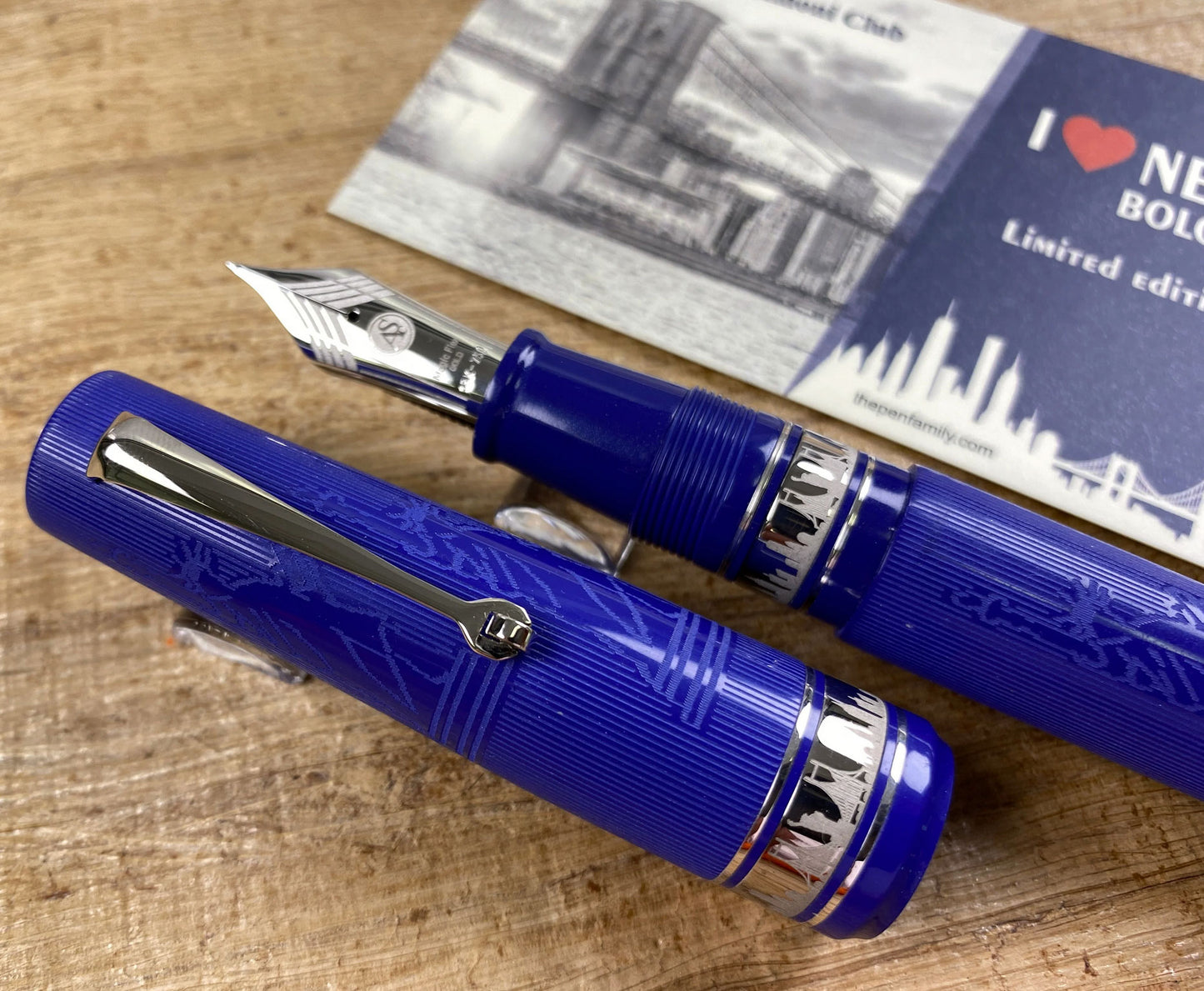 ASC Bologna Extra "I Love New York" Statue Of Liberty Chased Blue Ebonite Rhodium