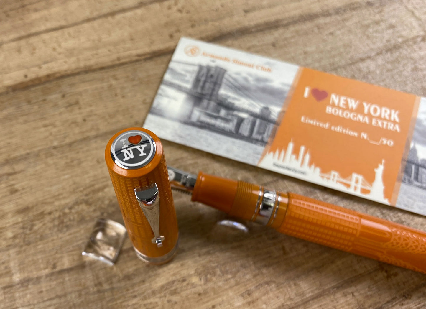ASC Bologna Extra "I Love New York" Chrysler Building Chased Orange Ebonite Rhodium