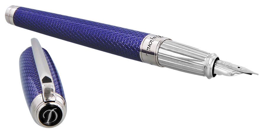 S.T. Dupont Line D Large Firehead Guilloché Ocean Blue