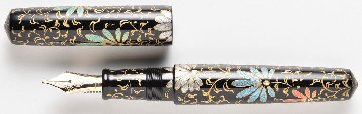 Nakaya Piccolo Cigar Chinkin Palmet Colored Powders Black - nibs.com