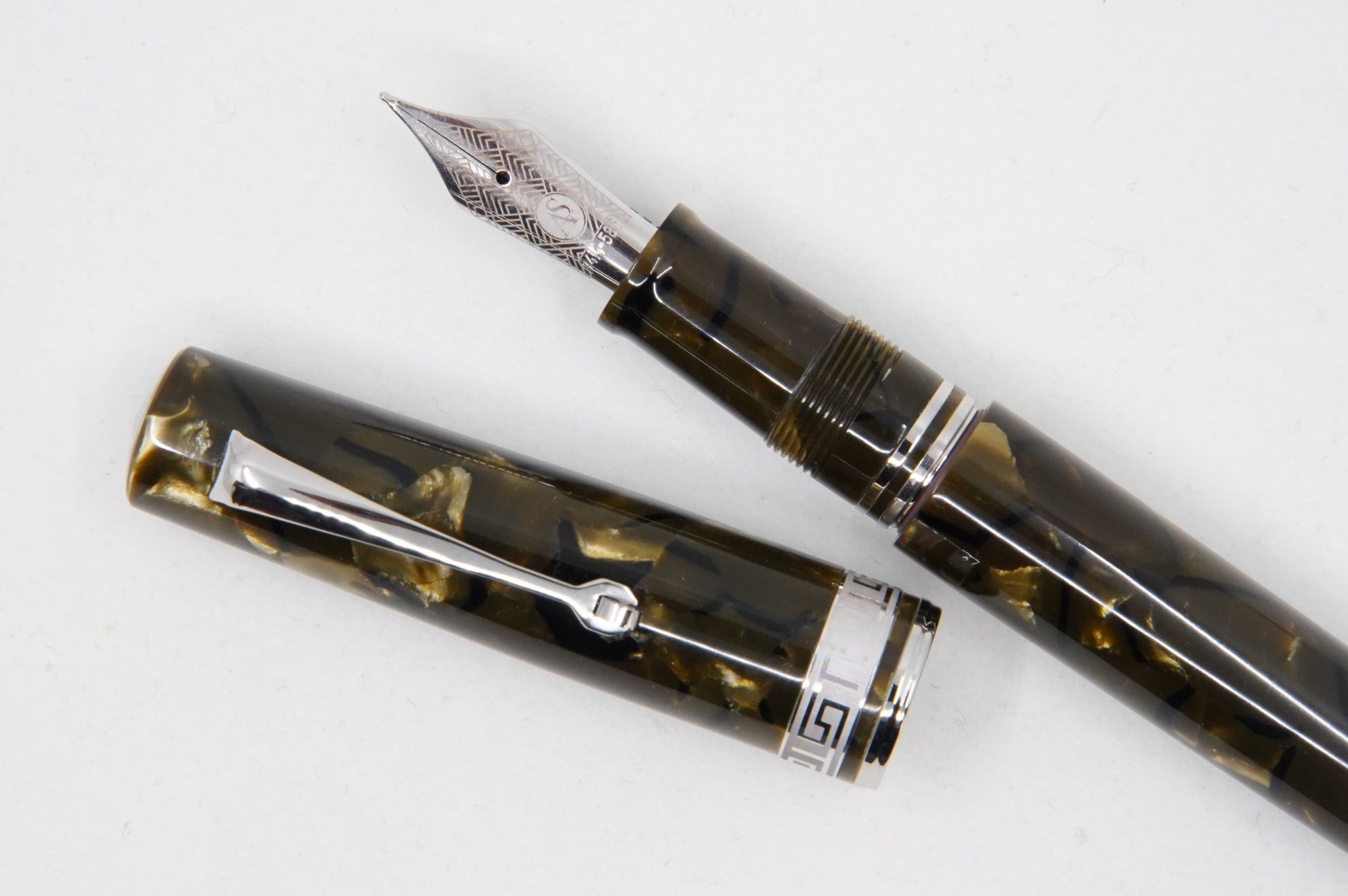 ASC Bologna Medio Green Autumn Celluloid Rhodium - nibs.com