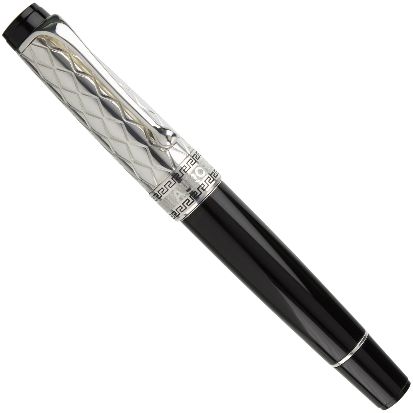 Aurora Riflessi Sterling Silver Cap Black Barrel - nibs.com