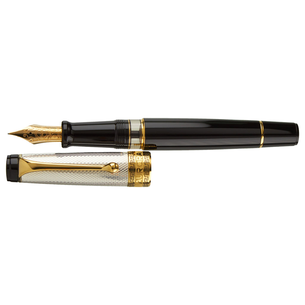 Aurora Optima Black Resin Silver Cap - nibs.com