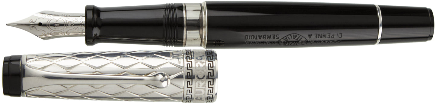 Aurora Riflessi Sterling Silver Cap Black Barrel - nibs.com