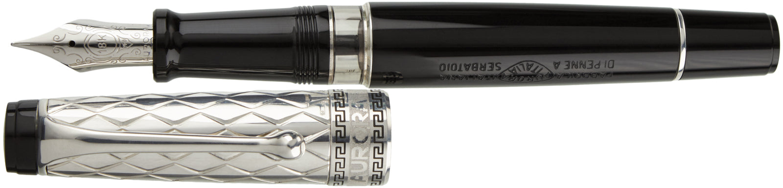 Aurora Riflessi Sterling Silver Cap Black Barrel - nibs.com