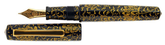 Nakaya Piccolo Writer Housoge Black Gold - nibs.com