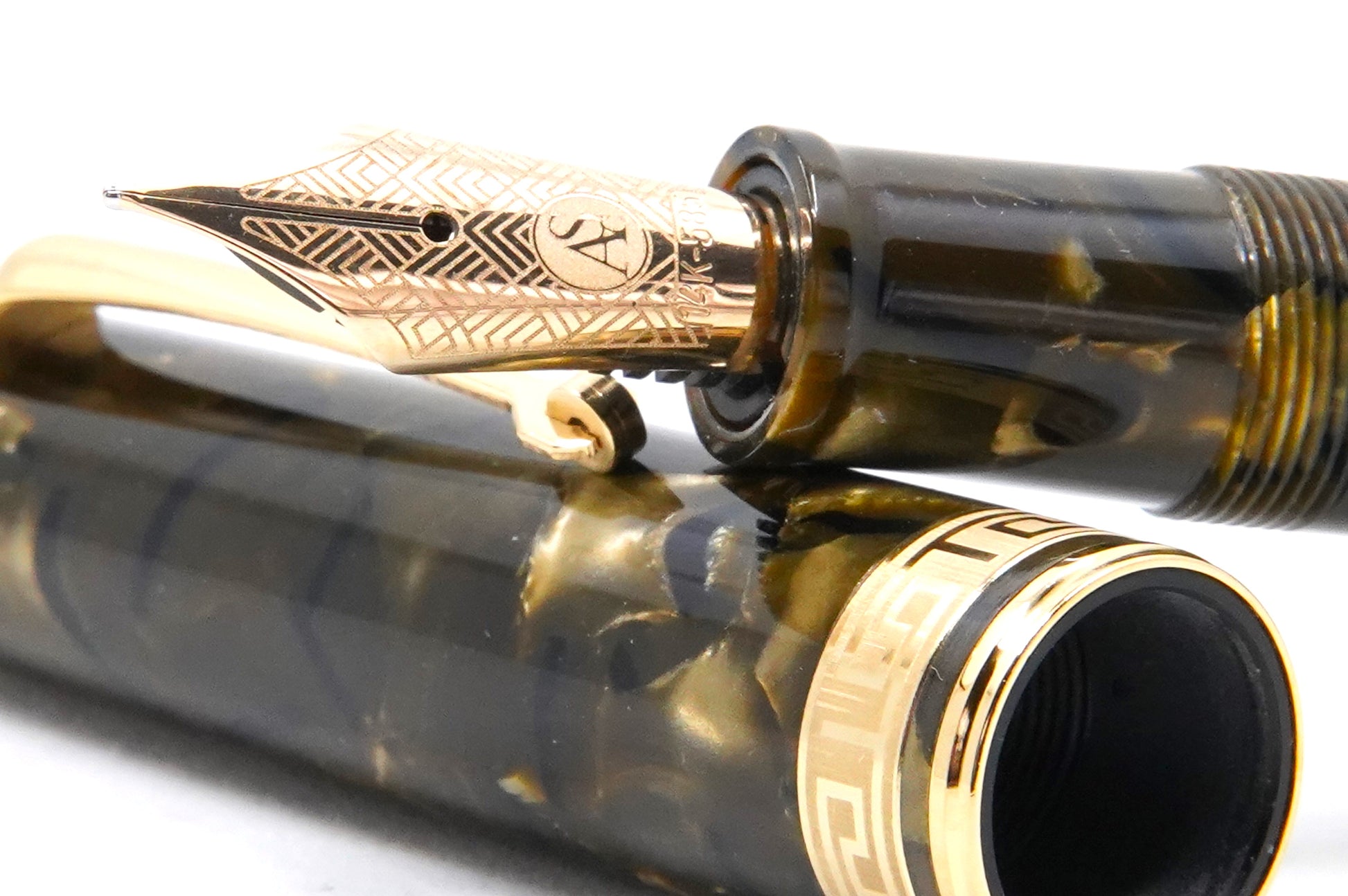 ASC Bologna Medio Green Autumn Celluloid Gold - nibs.com