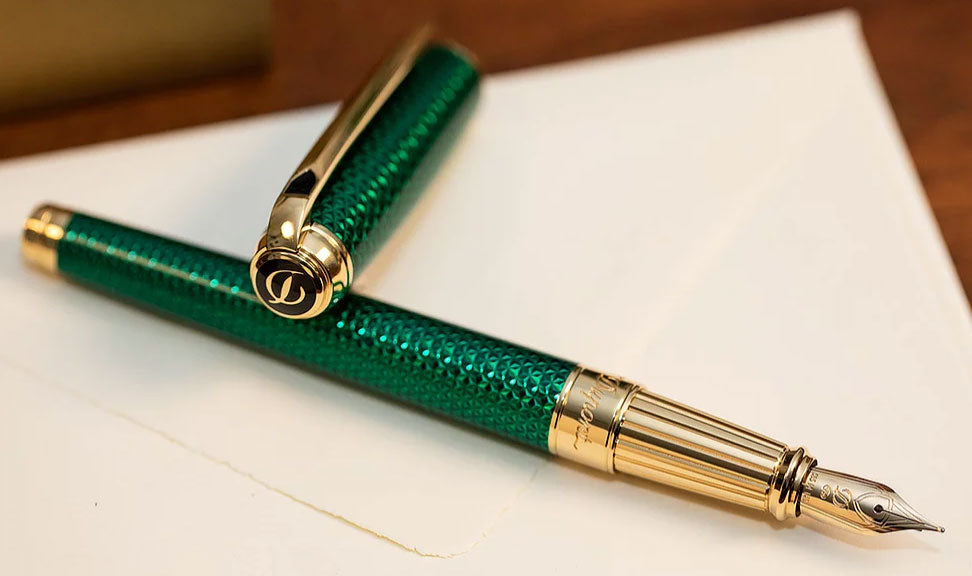 S.T. Dupont Line D Large Firehead Guilloché Emerald - nibs.com
