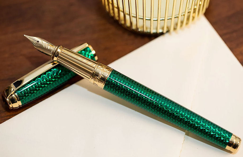 S.T. Dupont Line D Large Firehead Guilloché Emerald - nibs.com