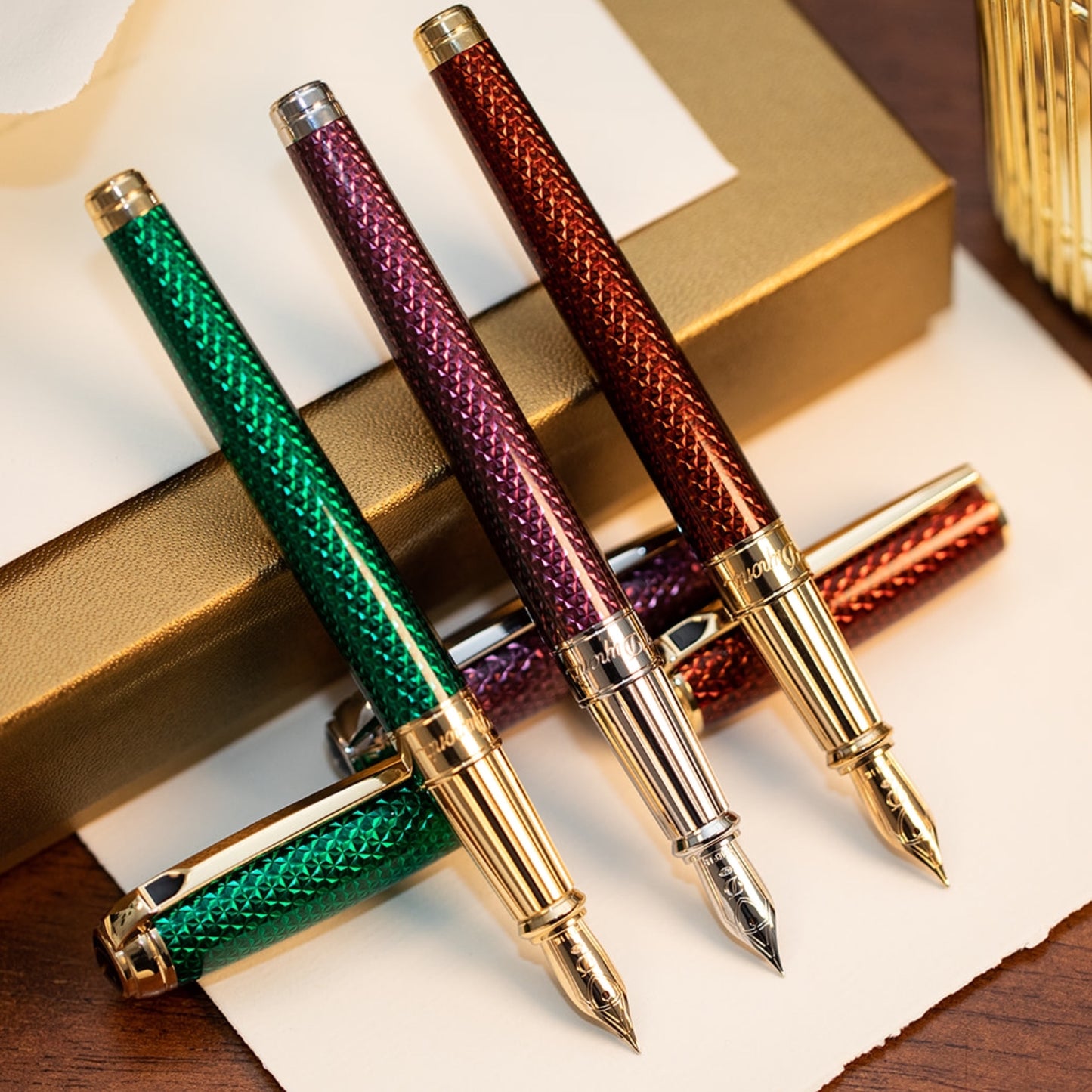 S.T. Dupont Line D Large Firehead Guilloché Amber