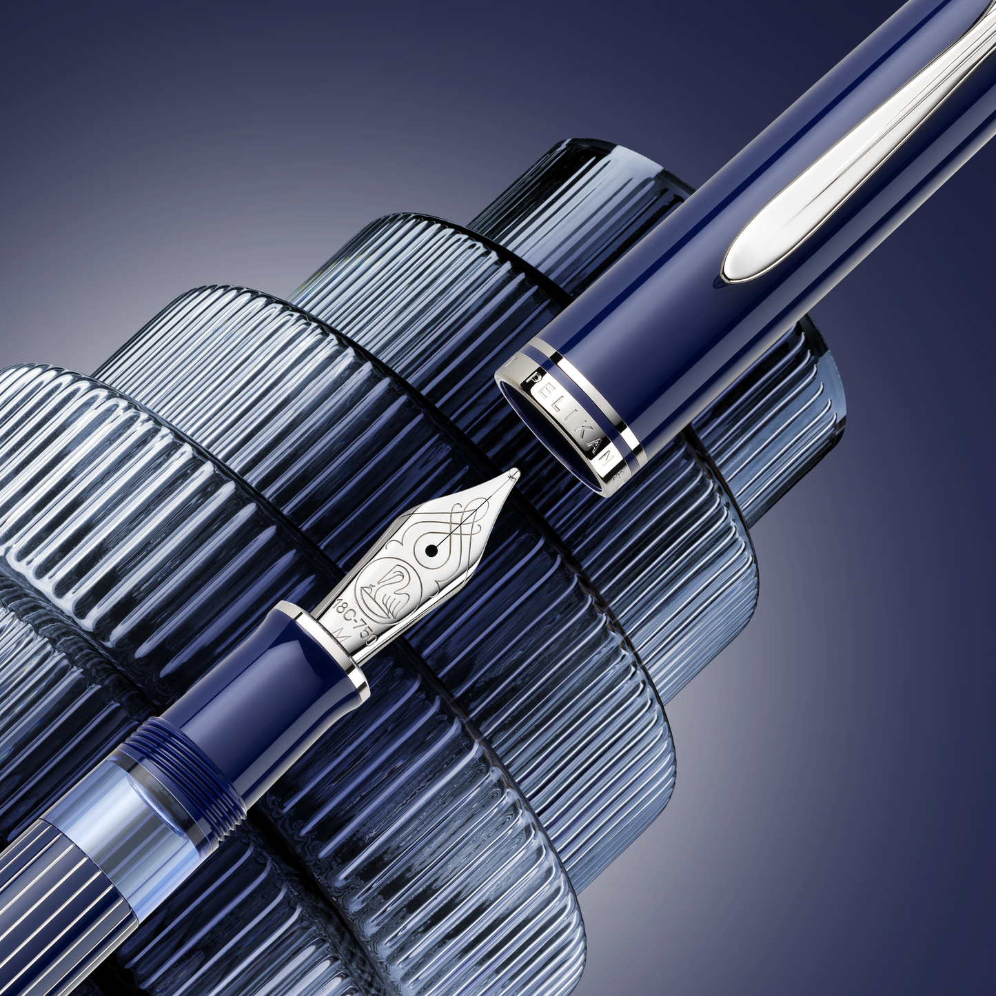Pelikan Souveran M815 Metal Striped Blue Fountain Pen