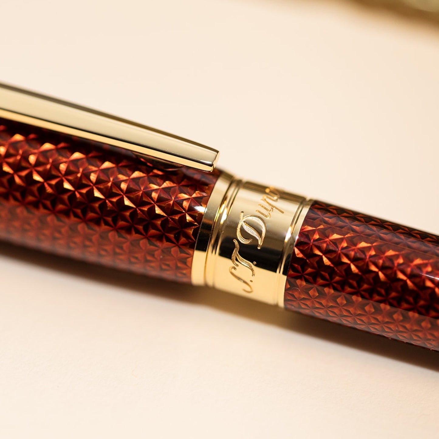 S.T. Dupont Line D Large Firehead Guilloché Amber