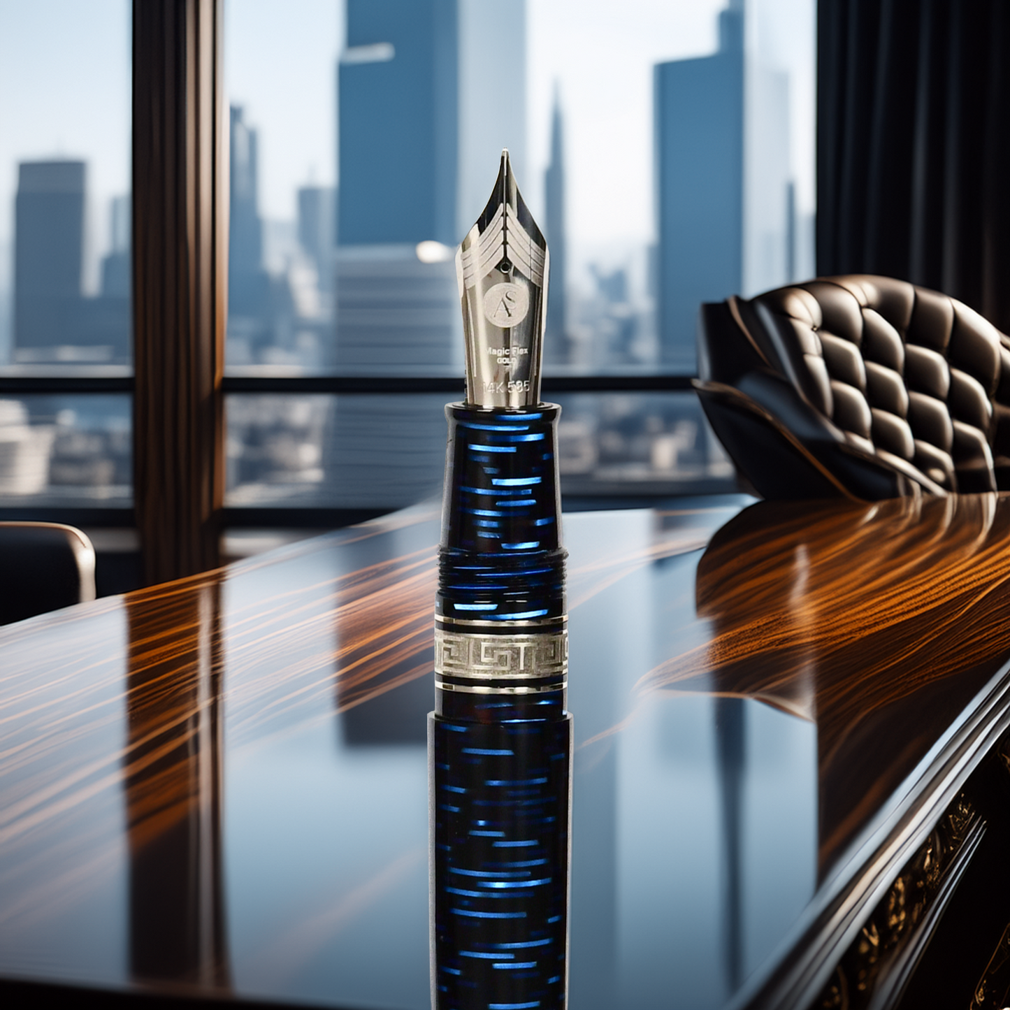 ASC Bologna Extra Blue "Wall Street" Skyscraper  Limited Edition Fountain Pen Collection