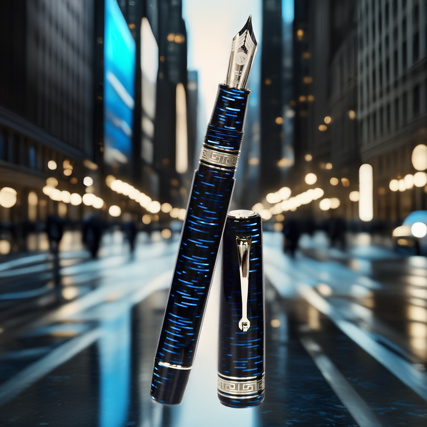 ASC Bologna Extra Blue "Wall Street" Skyscraper  Limited Edition Fountain Pen Collection