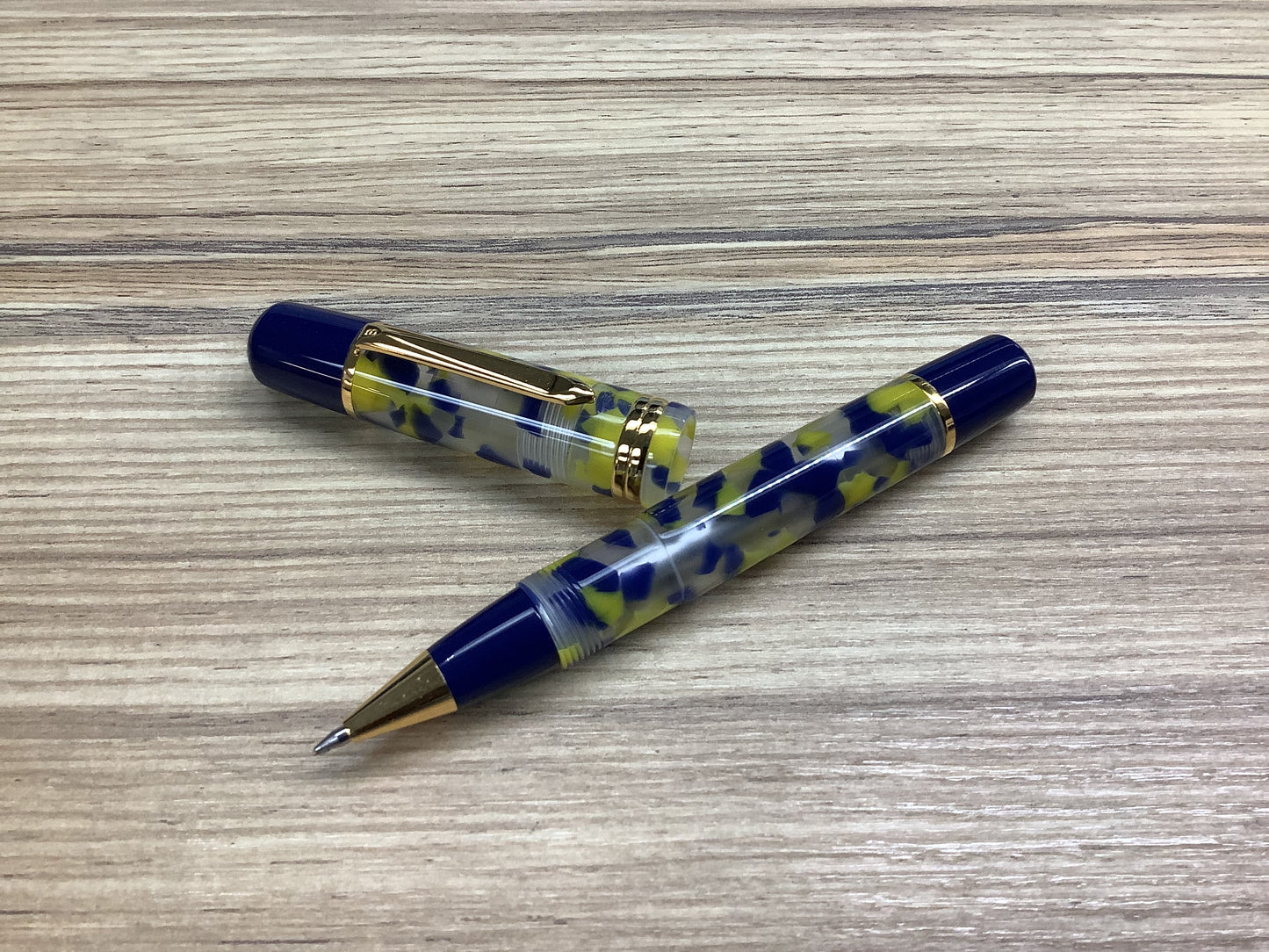 Bexley Blue and Yellow Marble - Rollerball Pen