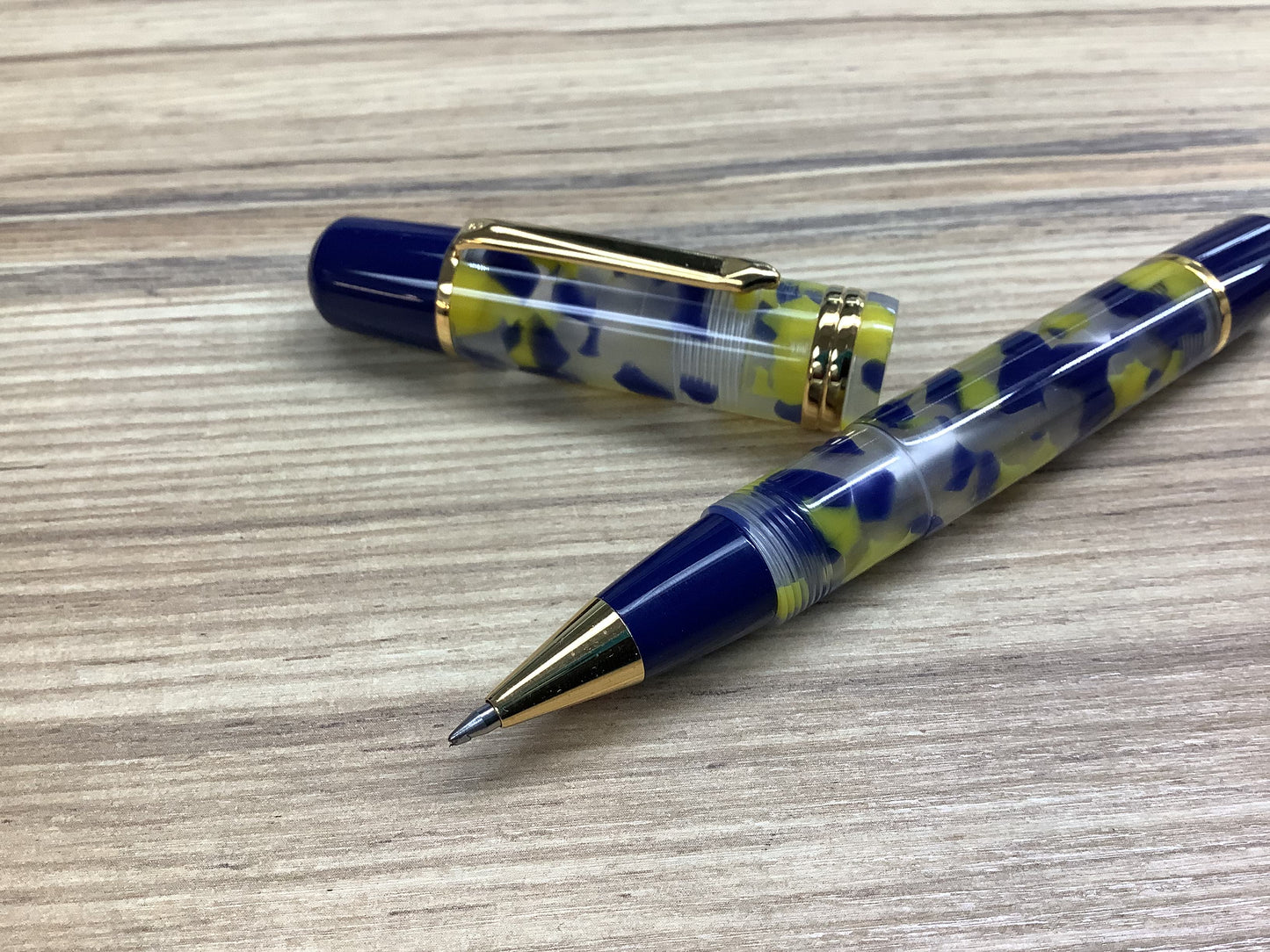 Bexley Blue and Yellow Marble - Rollerball Pen