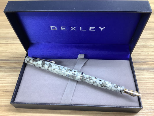 Bexley White Granite 2004 Two Tone 18k Gold - Tuck-Away - Fountain Pen