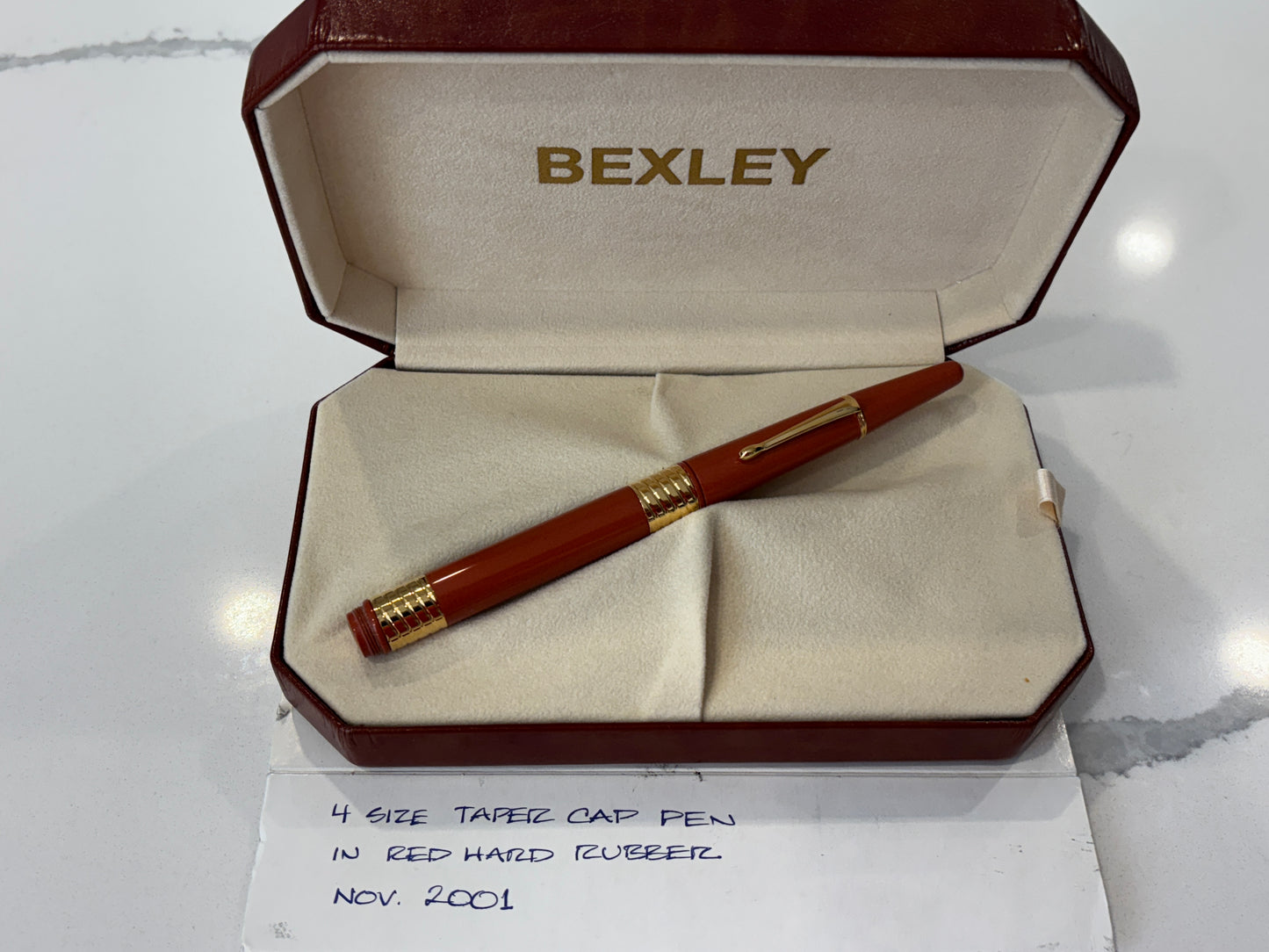 Bexley Taper Cap Orange Ebonite Gold Trim (Circa 2001) - Fountain Pen