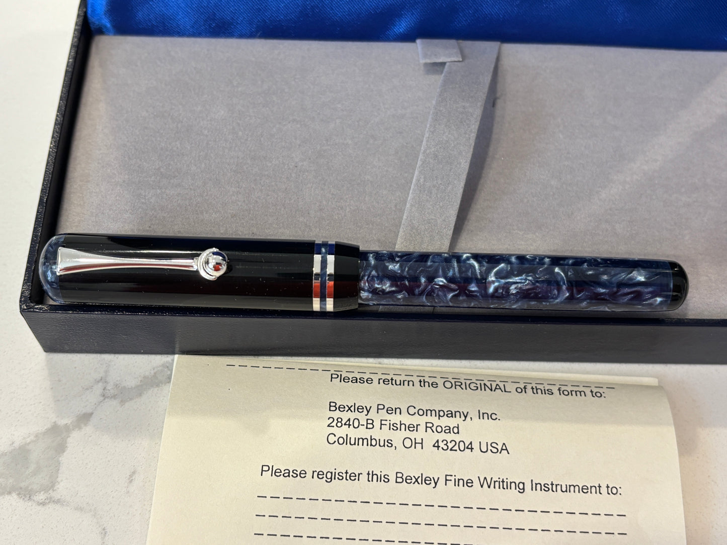 Bexley The Ohio Cities Batavia Blue Velvet Rhodium Trim (Circa 2008) - Fountain Pen