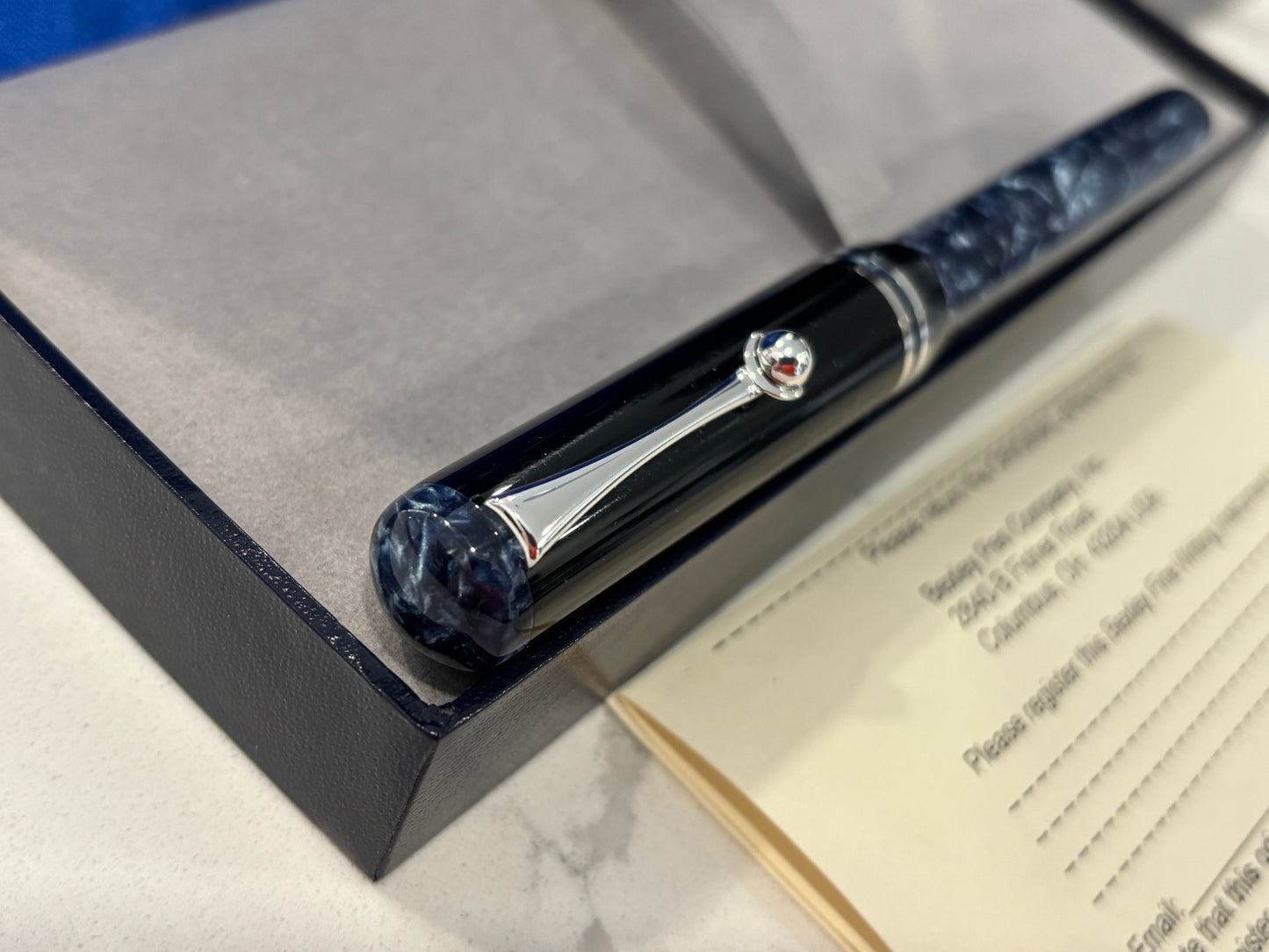 Bexley The Ohio Cities Batavia Blue Velvet Rhodium Trim (Circa 2008) - Fountain Pen