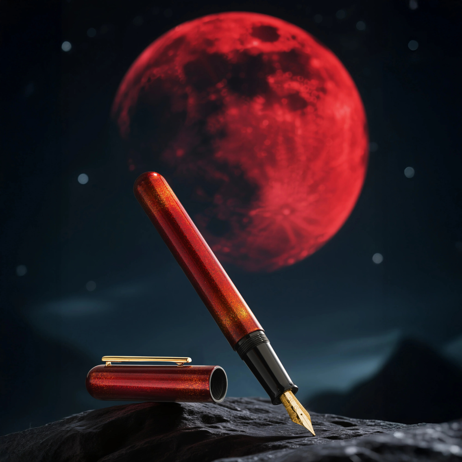 Ikkaku by Nahvalur Blood Moon Urushi Fountain Pen Collection