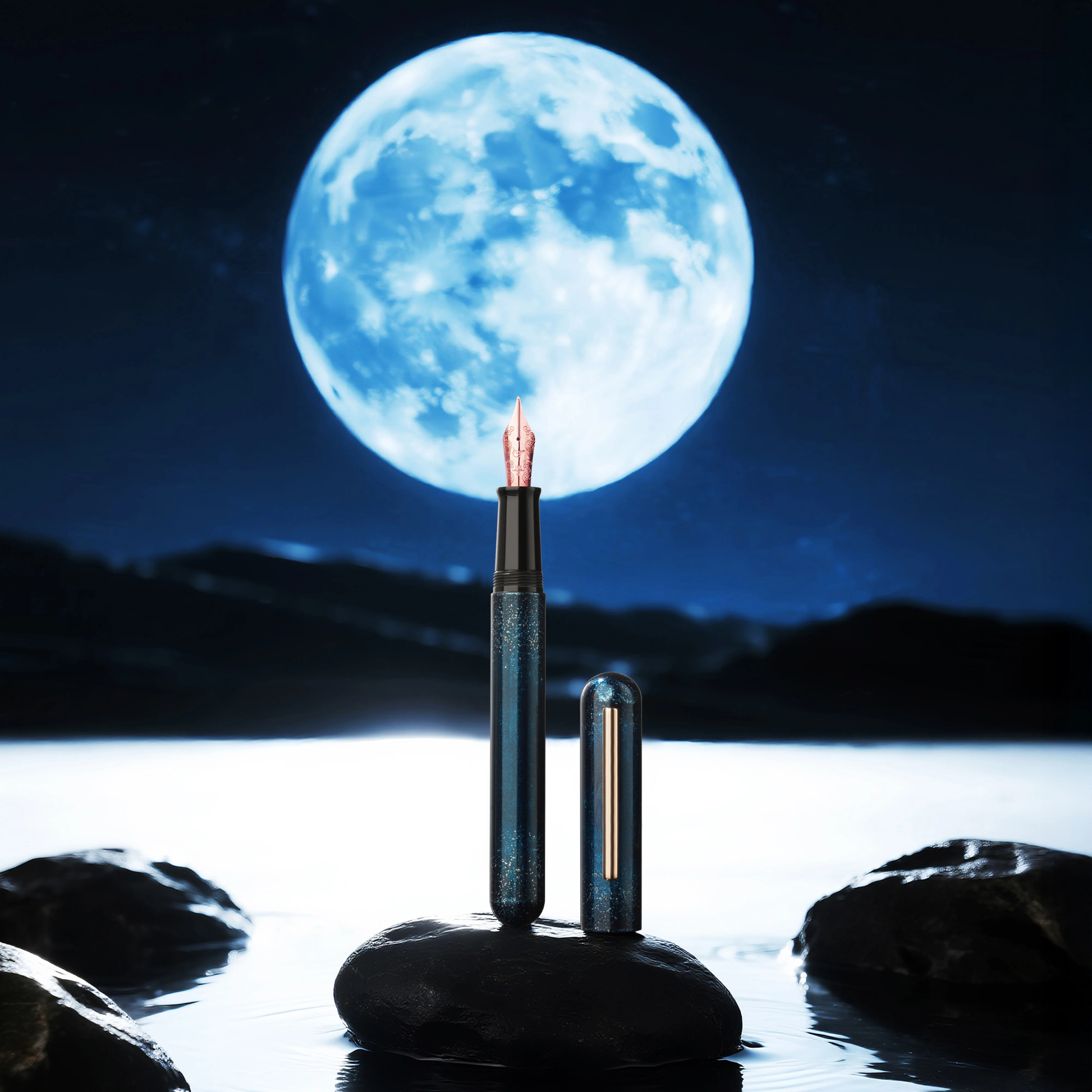 Ikkaku by Nahvalur Blue Moon Urushi Fountain Pen Collection