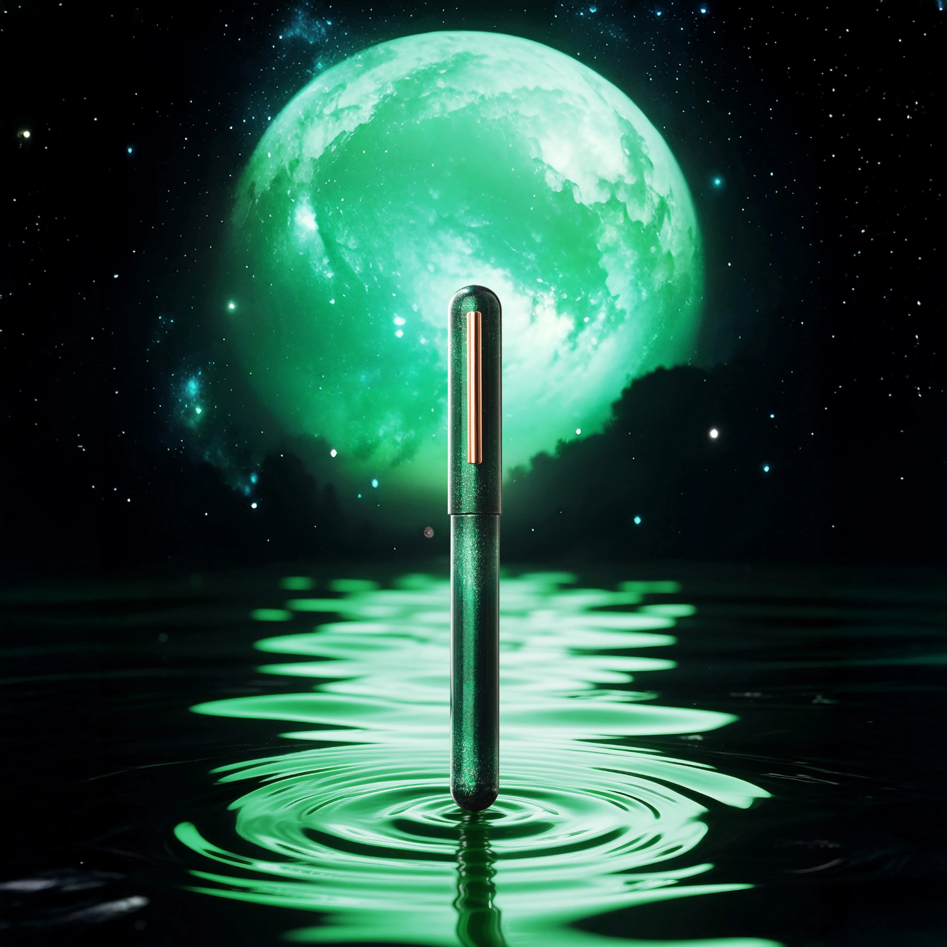 Ikkaku by Nahvalur Green Moon Urushi Fountain Pen Collection