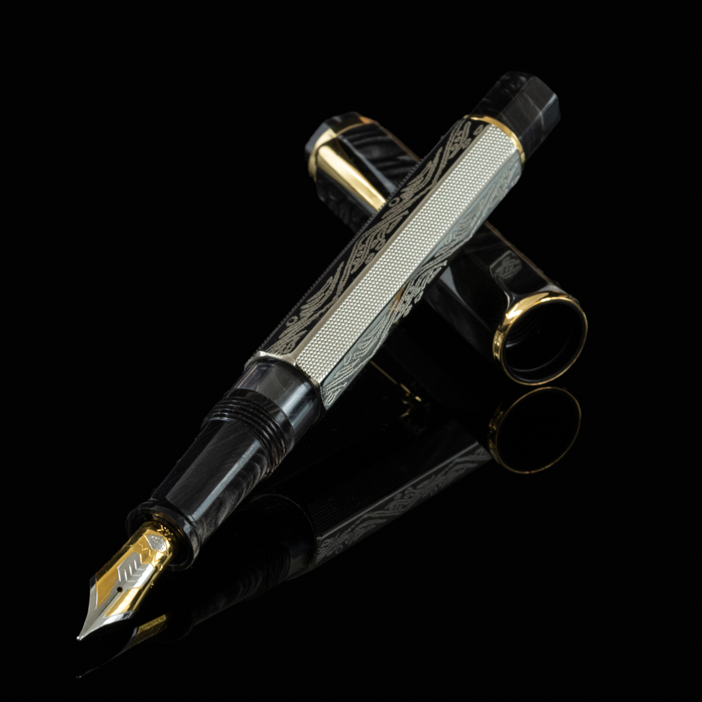OMAS Cobra Silver Guilloché Fountain Pen