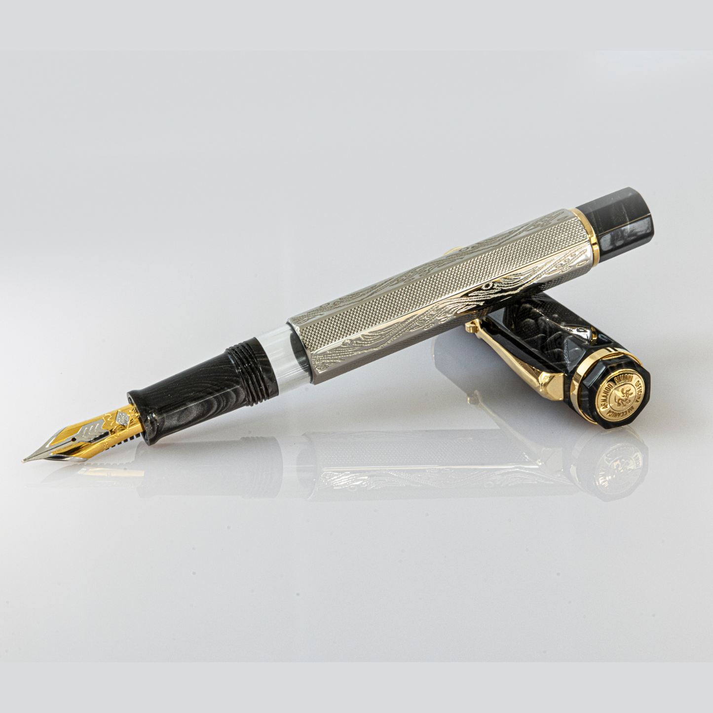 OMAS Cobra Silver Guilloché Fountain Pen