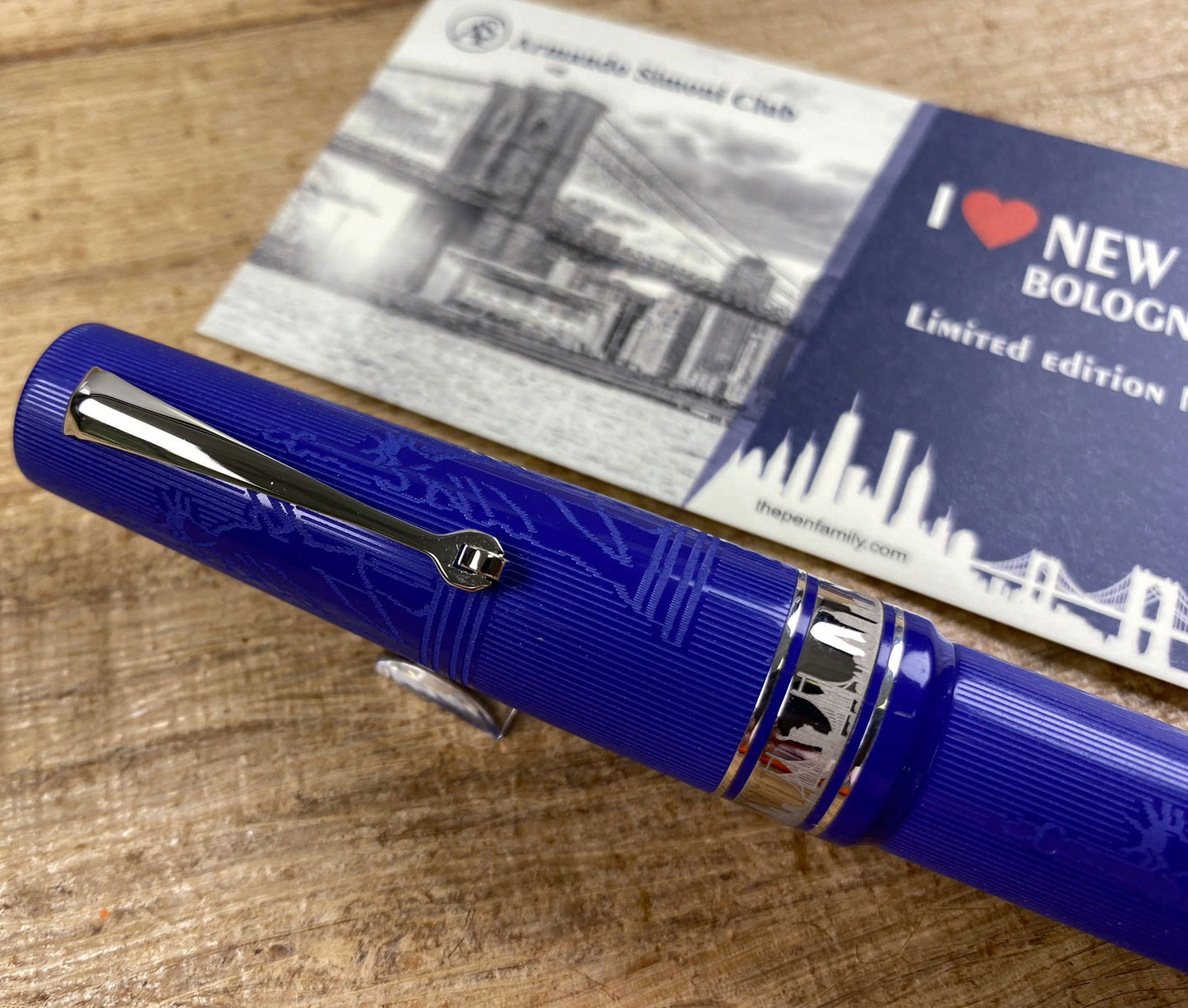 ASC Bologna Extra "I Love New York" Statue Of Liberty Chased Blue Ebonite Rhodium