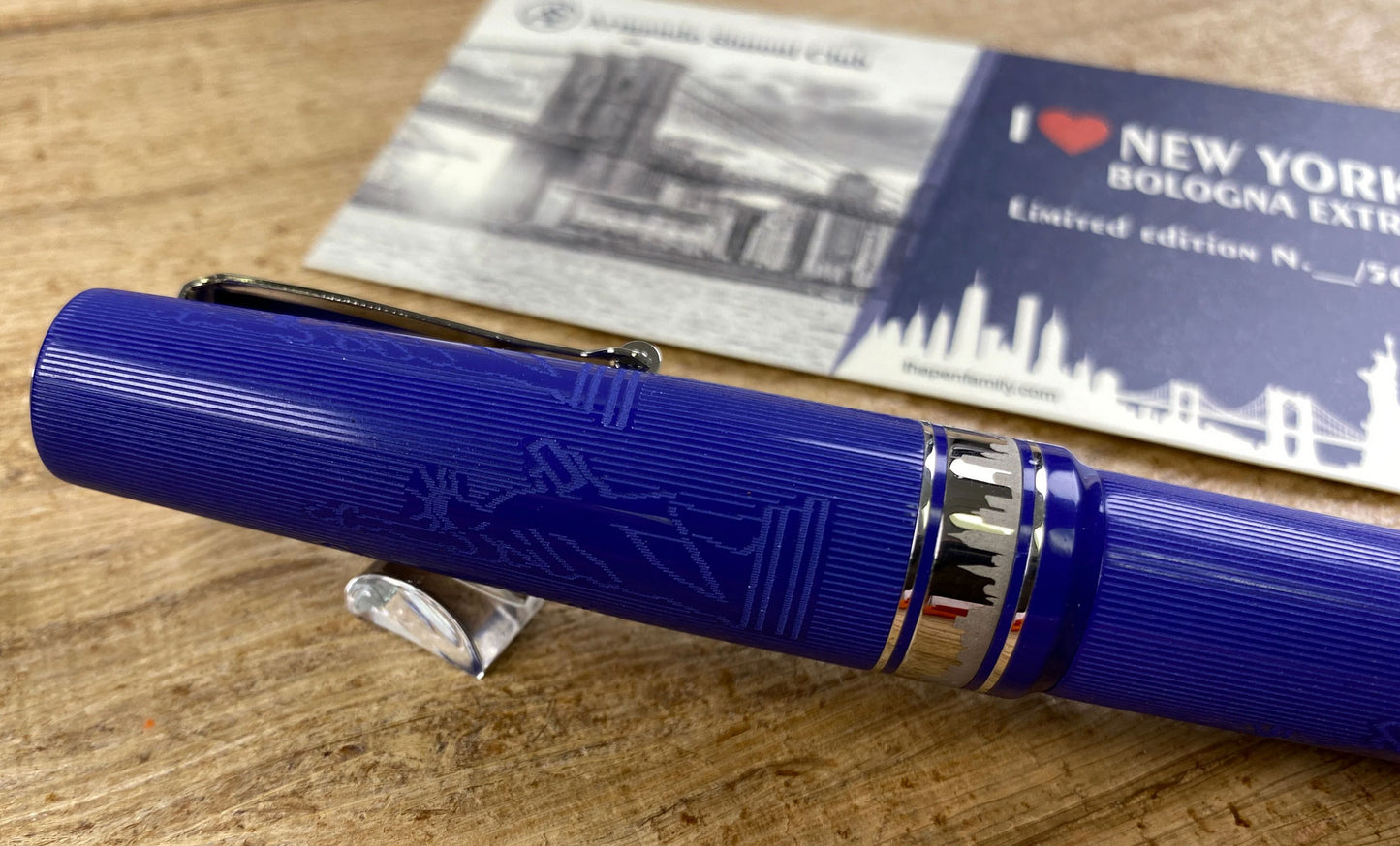 ASC Bologna Extra "I Love New York" Statue Of Liberty Chased Blue Ebonite Rhodium
