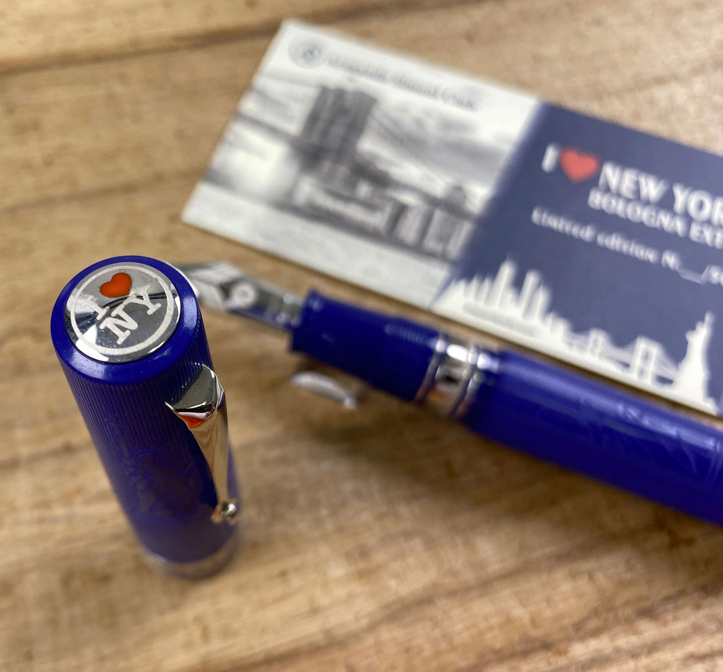 ASC Bologna Extra "I Love New York" Statue Of Liberty Chased Blue Ebonite Rhodium