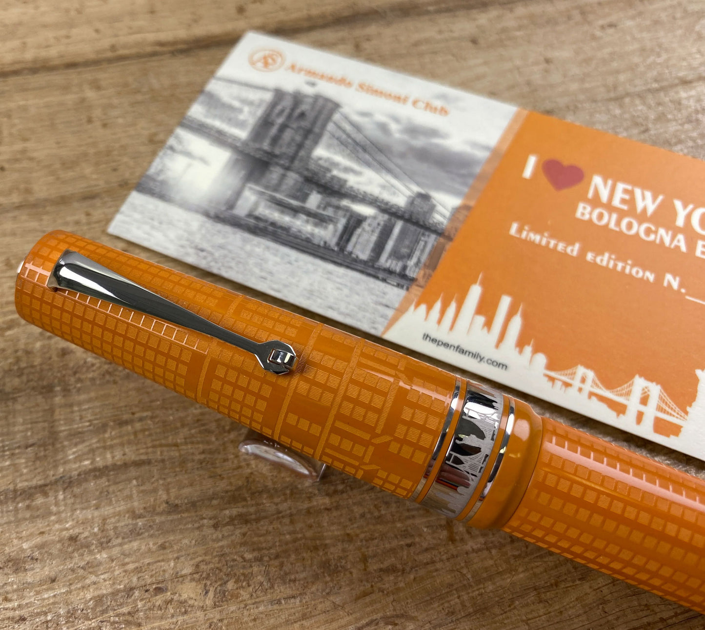 ASC Bologna Extra "I Love New York" Chrysler Building Chased Orange Ebonite Rhodium