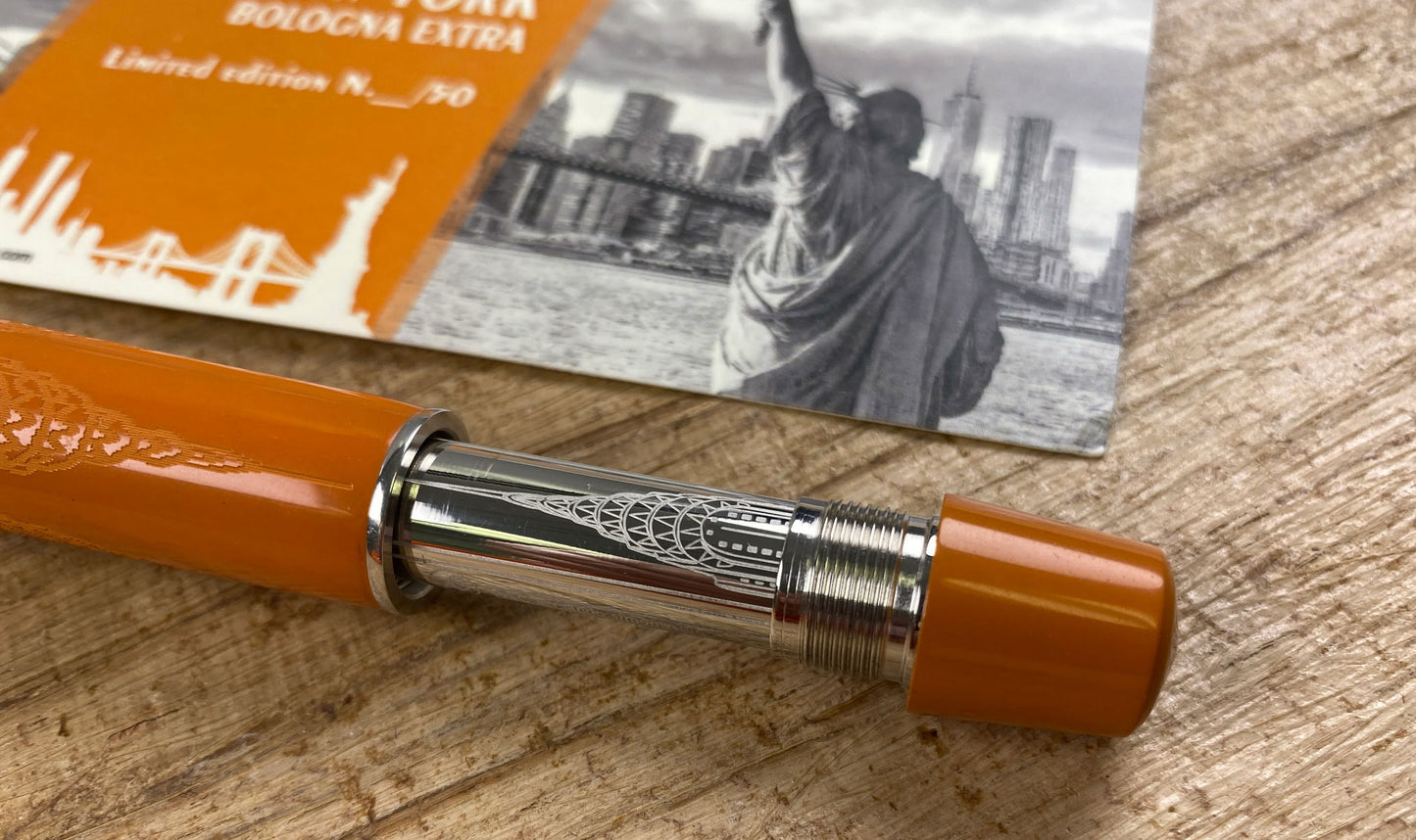 ASC Bologna Extra "I Love New York" Chrysler Building Chased Orange Ebonite Rhodium