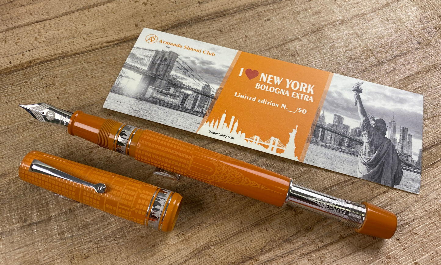 ASC Bologna Extra "I Love New York" Chrysler Building Chased Orange Ebonite Rhodium