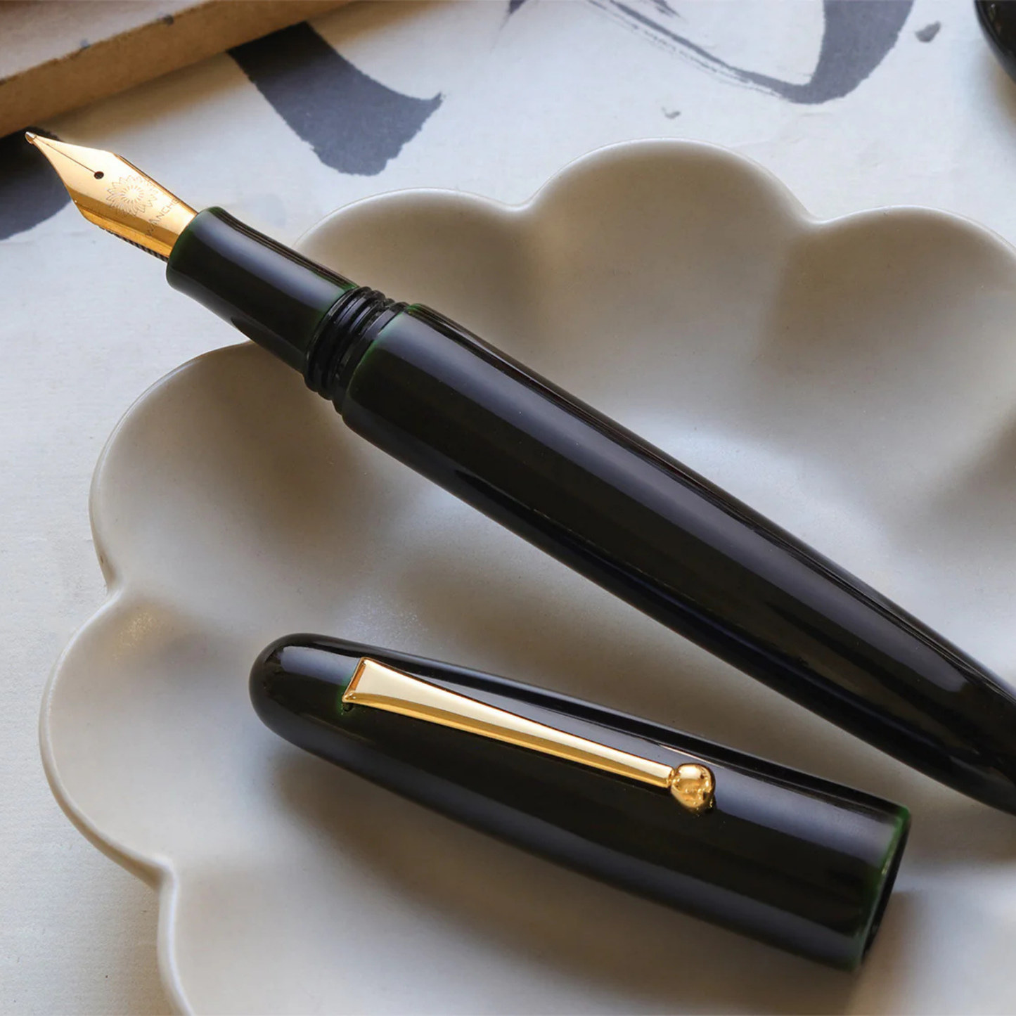 Wancher Dream Pen True Urushi Midori Tamenuri w/ Chrome Plated Clip Fountain Pen