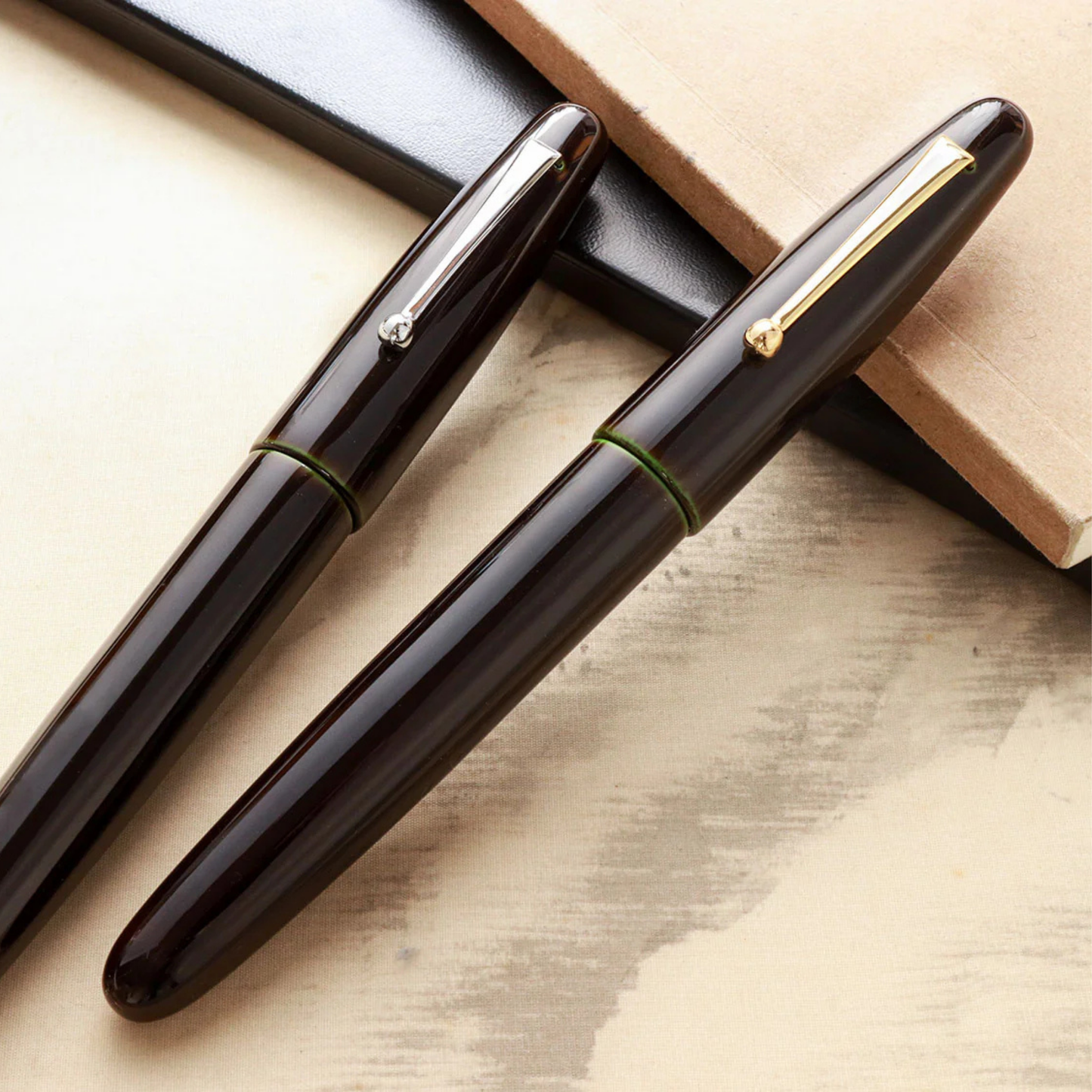 Wancher Dream Pen True Urushi Midori Tamenuri w/ Chrome Plated Clip Fountain Pen