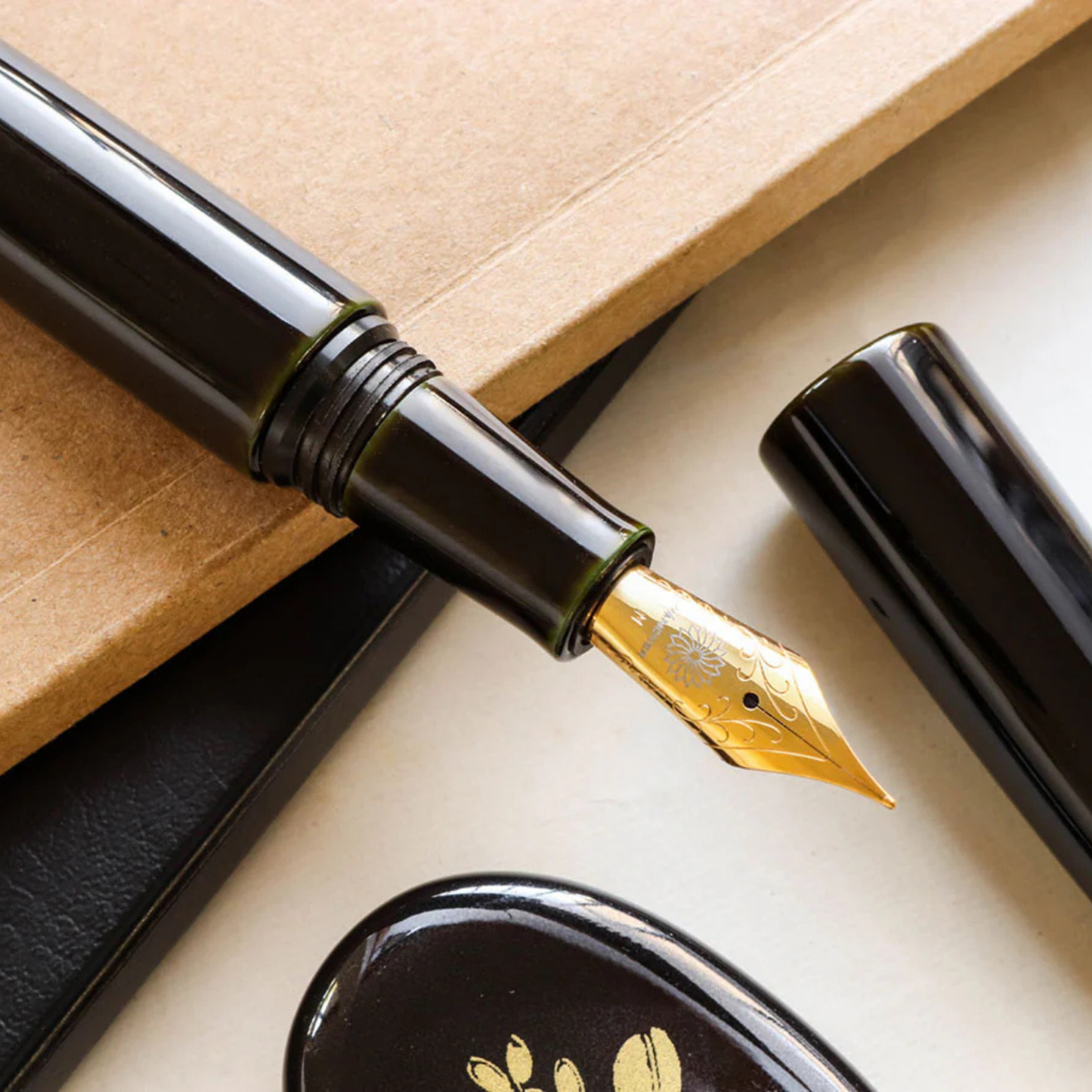 Wancher Dream Pen True Urushi Midori Tamenuri w/ Chrome Plated Clip Fountain Pen